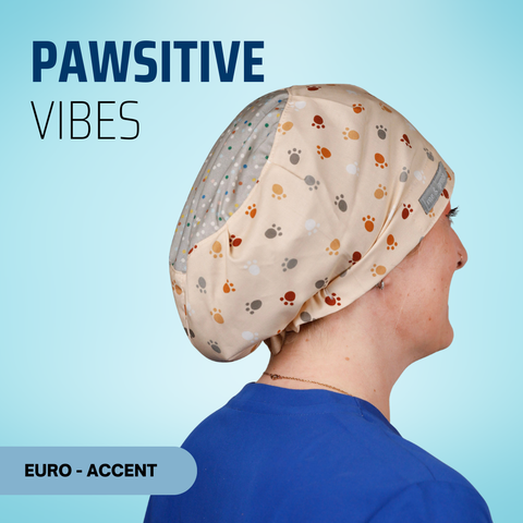 Pawsitive Vibes - Scrub Cap - rae & grace - Euro - Accent Top