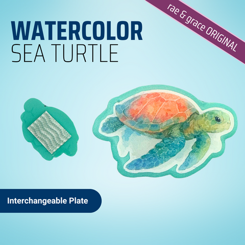 Watercolor Sea Turtle - Badge Reel - rae & grace - Interchangeable Plate Only