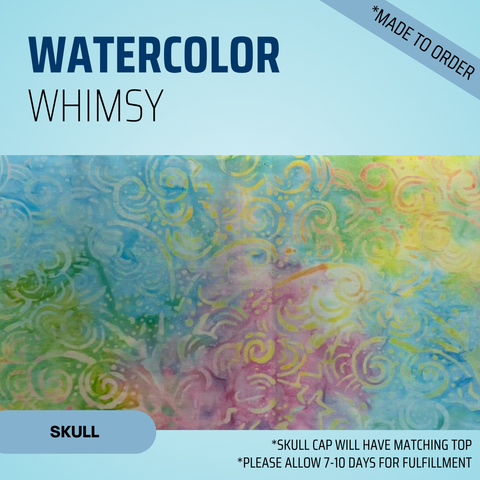 Watercolor Whimsy - Scrub Cap - rae & grace - Skull Cap - *Made to order