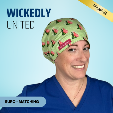 Wickedly United  - Scrub Cap - rae & grace - Euro - Matching Top