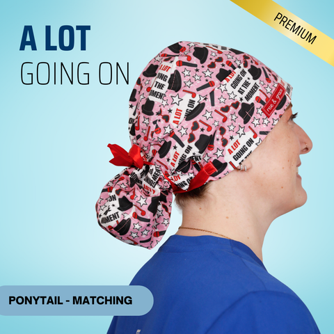 A Lot Going On - Scrub Cap - rae & grace - Ponytail - Matching Top