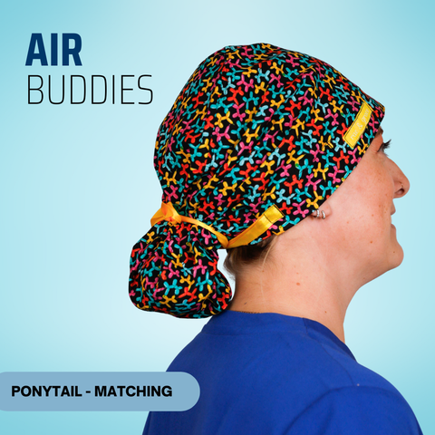 Air Buddies  - Scrub Cap - rae & grace - Ponytail - Matching Top