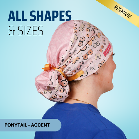 All Shape And Sizes - Scrub Cap - rae & grace - Ponytail - Accent Top