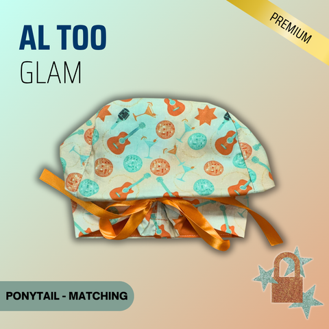 All Too Glam - Scrub Cap - rae & grace - Ponytail - Matching Top