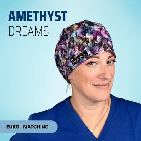 Amethyst Dreams - Scrub Cap - rae & grace - Euro - Matching Top