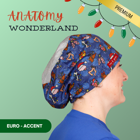 Anatomy Wonderland - Scrub Cap - rae & grace - Euro - Accent Top