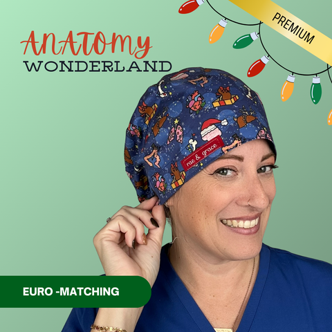 Anatomy Wonderland - Scrub Cap - rae & grace - Euro - Matching Top