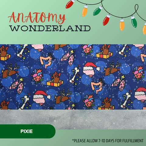 Anatomy Wonderland - Scrub Cap - rae & grace - Pixie - Made to order Please allow 7-10 days for fulfillment.