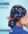 Anchors Aweigh  - Scrub Cap - rae & grace - Ponytail - Matching Top