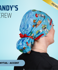 Andy's Crew - Scrub Cap - rae & grace - Ponytail - Accent Top