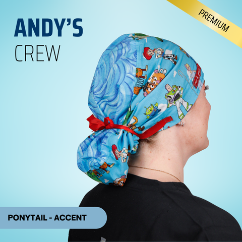Andy's Crew - Scrub Cap - rae & grace - Ponytail - Accent Top
