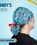 Andy's Crew - Scrub Cap - rae & grace - Ponytail - Matching Top