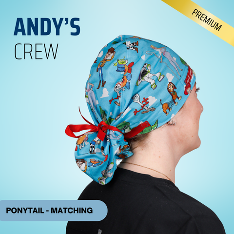 Andy's Crew - Scrub Cap - rae & grace - Ponytail - Matching Top