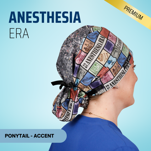 Anesthesia Era - Scrub Cap - rae & grace - Ponytail - Accent Top