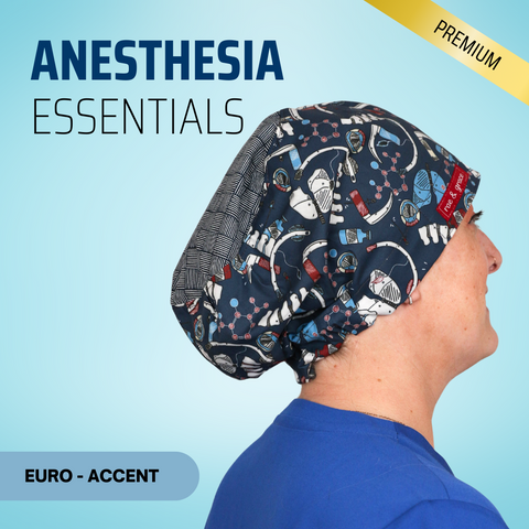 Anesthesia Essentials - Scrub Cap - rae & grace - Euro - Accent Top