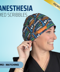 Anesthesia Med Scribbles - Scrub Cap - rae & grace - Euro - Matching Top