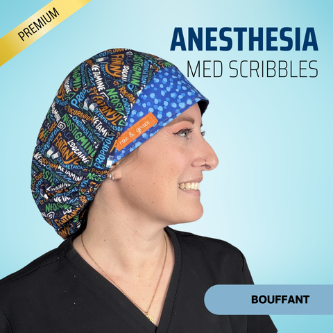 Anesthesia Med Scribbles - Scrub Cap - rae & grace - Bouffant