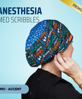 Anesthesia Med Scribbles - Scrub Cap - rae & grace - Euro - Accent Top