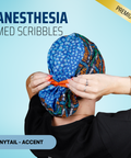 Anesthesia Med Scribbles - Scrub Cap - rae & grace - Ponytail - Accent Top