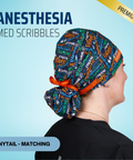 Anesthesia Med Scribbles - Scrub Cap - rae & grace - Ponytail - Matching Top