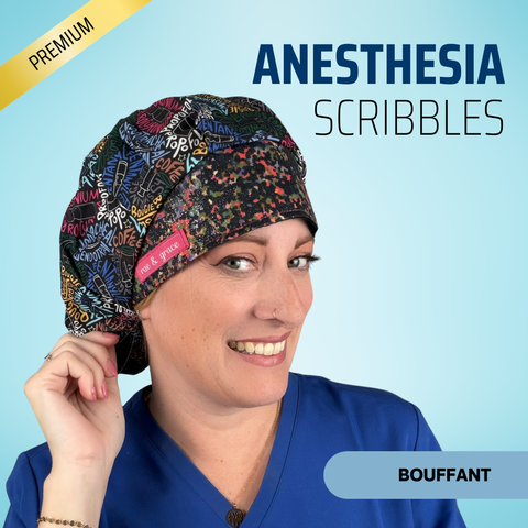 Anesthesia Sribbles - Scrub Cap - rae & grace - Bouffant