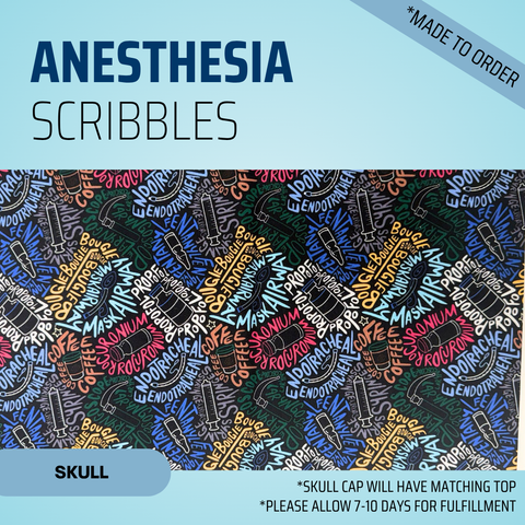 Anesthesia Sribbles - Scrub Cap - rae & grace - Skull Cap - *Made to order