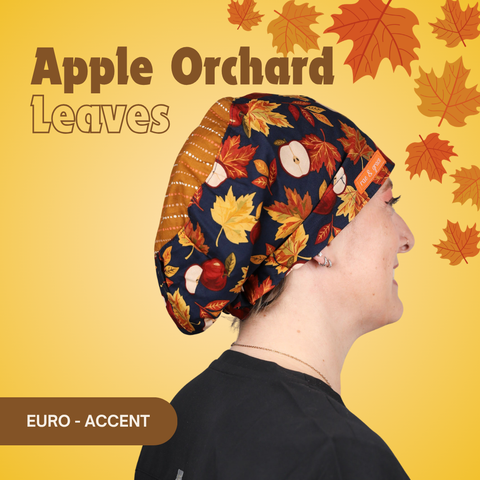 Apple Orchard Leaves - Scrub Cap - rae & grace - Euro - Accent Top