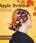 Apple Orchard Leaves - Scrub Cap - rae & grace - Ponytail - Accent Top