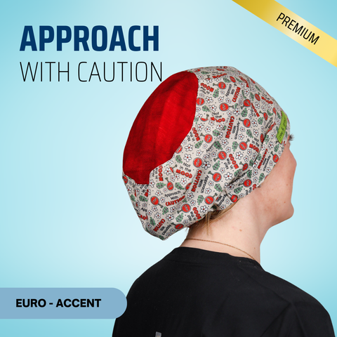 Approach With Caution - Scrub Cap - rae & grace - Euro - Accent Top