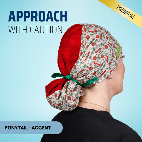 Approach With Caution - Scrub Cap - rae & grace - Ponytail - Accent Top