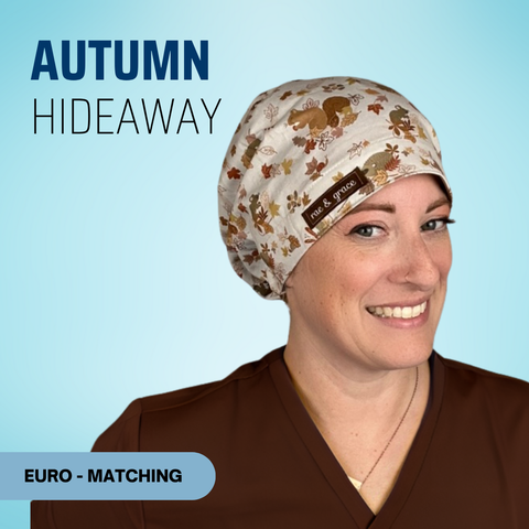 Autumn Hideaway - Scrub Cap - rae & grace - Euro - Matching Top