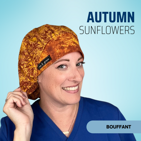 Autumn Sunflowers - Scrub Cap - rae & grace - Bouffant