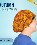 Autumn Sunflowers - Scrub Cap - rae & grace - Euro - Accent Top