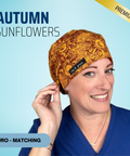 Autumn Sunflowers - Scrub Cap - rae & grace - Euro - Matching Top