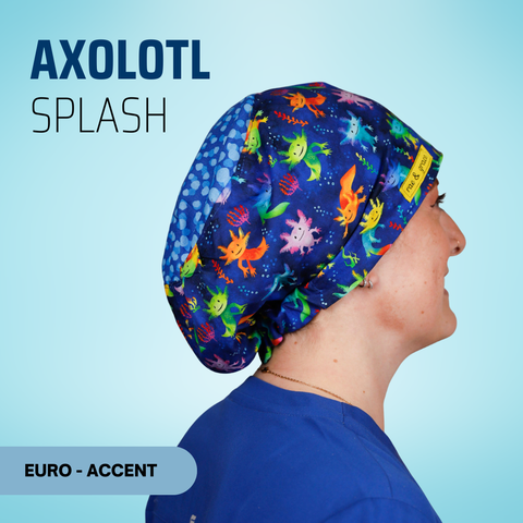 Axolotl Splash - Scrub Cap - rae & grace - Euro - Accent Top
