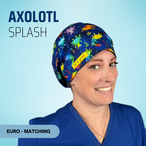 Axolotl Splash - Scrub Cap - rae & grace - Euro - Matching Top