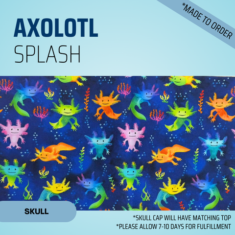 Axolotl Splash - Scrub Cap - rae & grace - Skull Cap - *Made to order