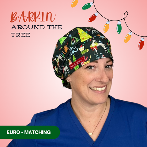 Barkin’ Around The Tree - Scrub Cap - rae & grace - Euro - Matching Top
