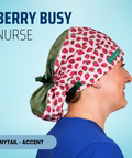 Berry Busy Nurse  - Scrub Cap - rae & grace - Ponytail - Accent Top