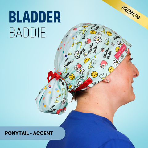 Bladder Baddie - Scrub Cap - rae & grace - Ponytail - Accent Top