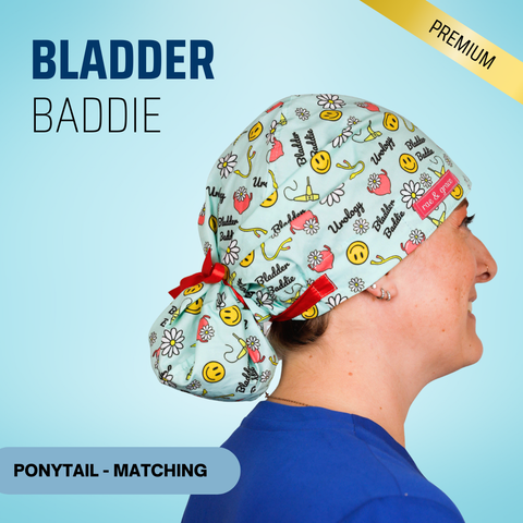 Bladder Baddie - Scrub Cap - rae & grace - Ponytail - Matching Top