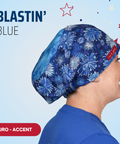 Blastin' Blue {Blue Fireworks} - Scrub Cap - rae & grace - Euro - Accent Top