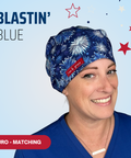 Blastin' Blue {Blue Fireworks} - Scrub Cap - rae & grace - Euro - Matching Top