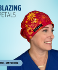 Blazing Petals  - Scrub Cap - rae & grace - Euro - Matching Top