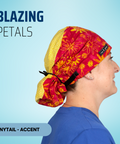 Blazing Petals  - Scrub Cap - rae & grace - Ponytail - Accent Top