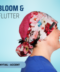 Bloom & Flutter - Scrub Cap - rae & grace - Ponytail - Accent Top