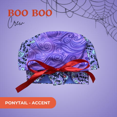Boo Boo Crew - Scrub Cap - rae & grace - Ponytail - Accent Top