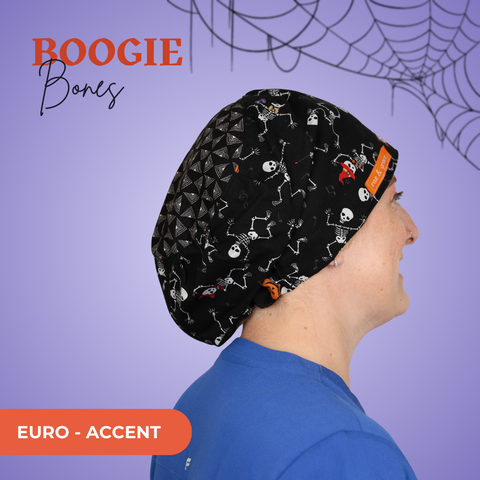 Boogie Bones  - Scrub Cap - rae & grace - Euro - Accent Top