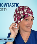 Bowtastic Kitty - Scrub Cap - rae & grace - Euro - Matching Top