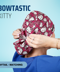 Bowtastic Kitty - Scrub Cap - rae & grace - Ponytail - Matching Top